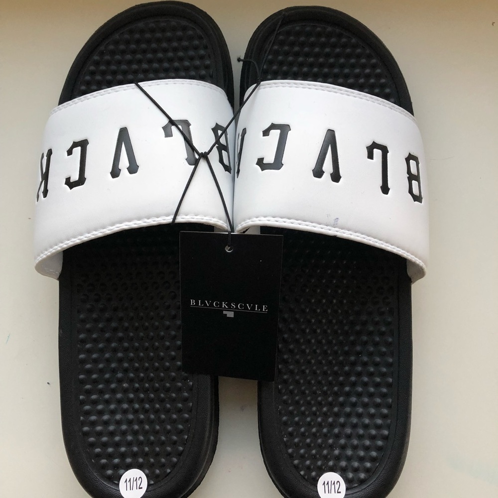 Black Scale Slides/Sandals